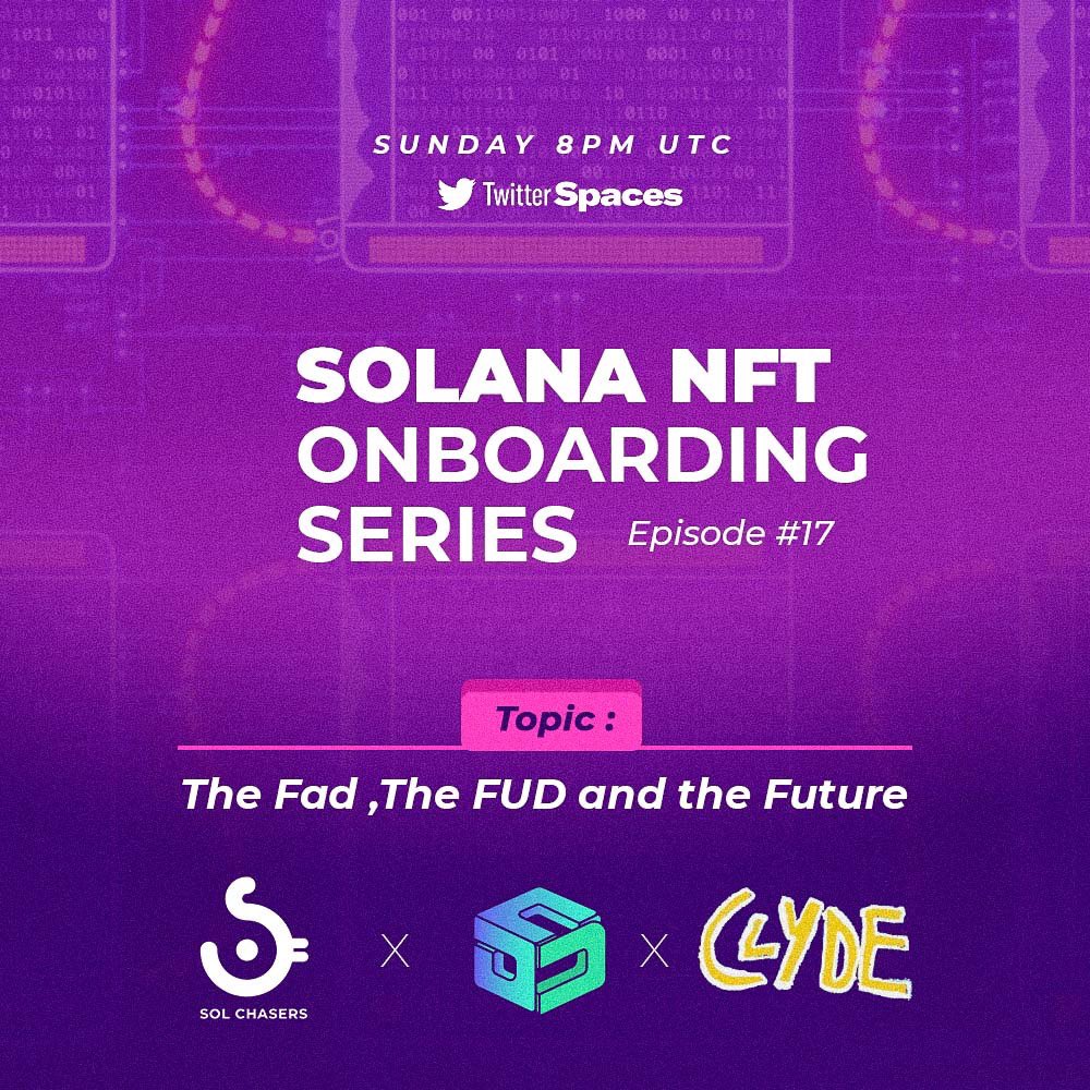 BigOsCrypt's tweet photo. This Sunday, on @solchasersdao Onboarding series, we will have @SOL_Decoder on the space discussing future plans and utility while @ClydeNFT_ will give us an insight on what they’re building and their super cute art. 

Preschedule link - https://t.co/CBilPXpPe0 https://t.co/4UczNmVfjL