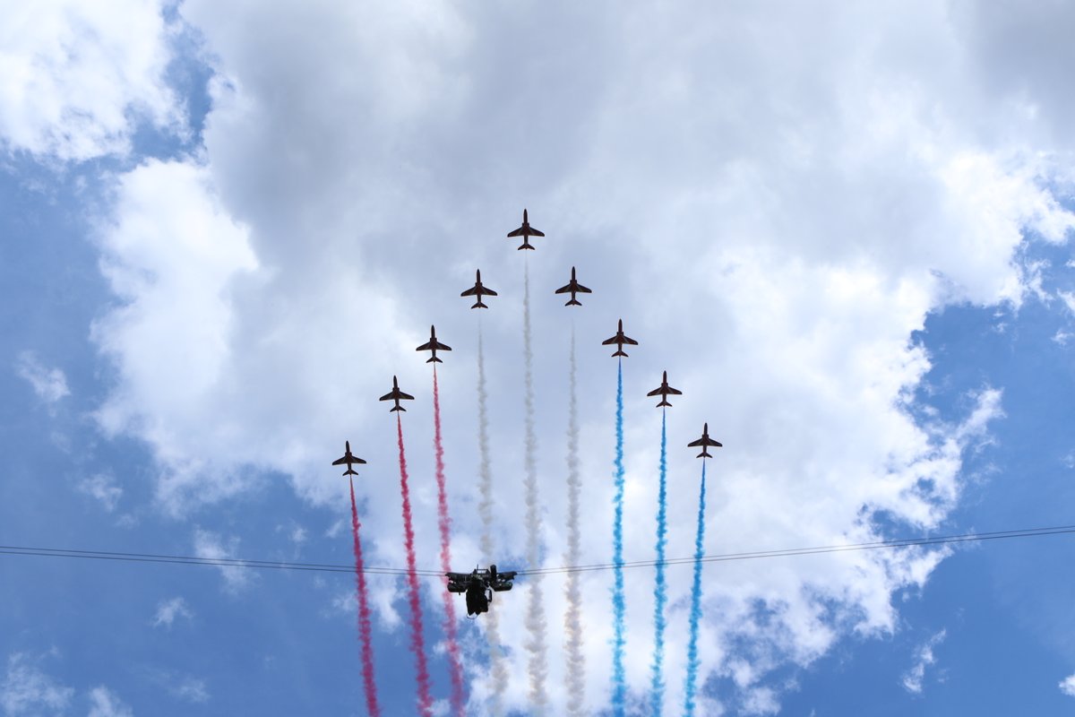 Back from the London trip now - looking through some photos I think I spy a DEFY cable cam providing a moving perspective down the mall for the Queen's platinum jubilee celebrations