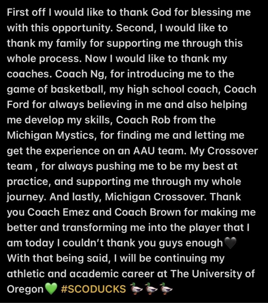 Flushing_AD's tweet photo. Exciting news for @sarahrambus and her big commitment to be an Oregon Duck🟠⚫️🟢⚪️ https://t.co/eAqGBFYYUX