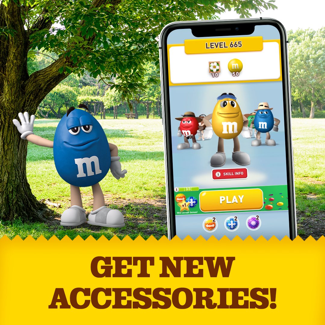 MMSAdventureUS's tweet photo. How many accessories collections have you completed? Some can be won by playing through the normal story levels, but others are exclusive to limited-time events. Collect them all!

M&amp;M’S Adventure is available for Android and iOS: https://t.co/4YW32fk8GD https://t.co/BxSobV9igr