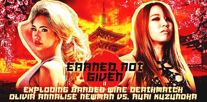 _VICTORYPro's tweet photo. Tensions have run high in the lead-up to our next fight, where Olivia Annalise Newman (3-3-1) takes on Ruri Kuzunoha (8-2-0) in an #ExplodingBarbedWireDeathmatch, the first of its kind in VICTORY Pro’s history! https://t.co/LrOohez3vh