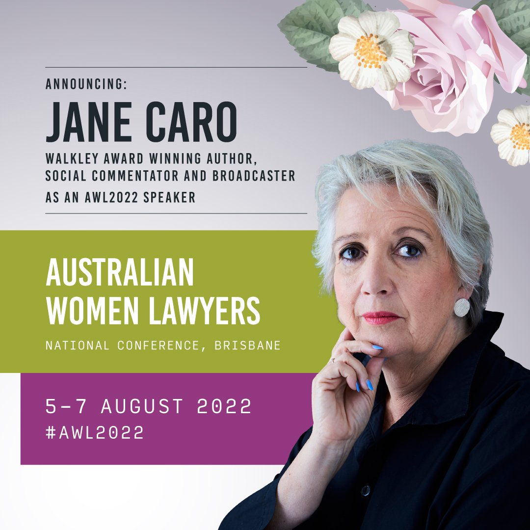 We are very excited to announce that the amazing <a href="/JaneCaro/">Jane Caro</a> will be joining our #AWL2022 conference! 

Tickets will be available at the end of June. Register your interest today:
australianwomenlawyers.com.au/2022-australia…