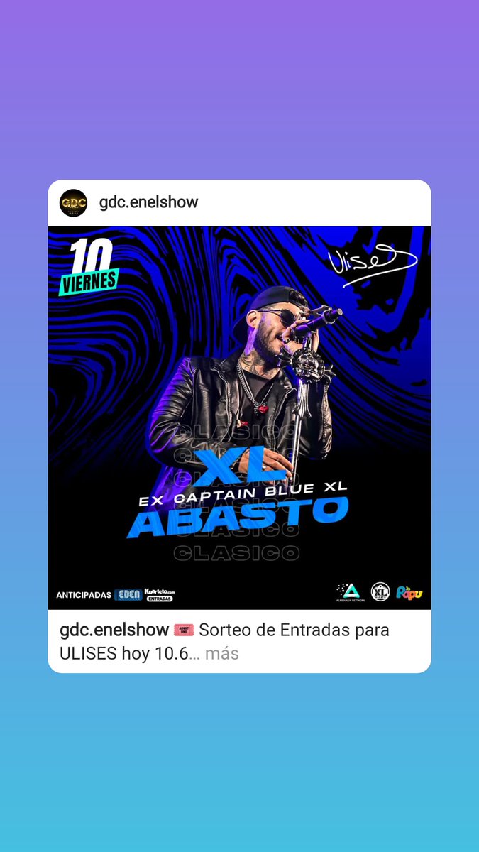 GDCenelshow's tweet photo. Sorteo de entradas en nuestro Instagram #ulisesbueno https://t.co/l9uf8LHqfI