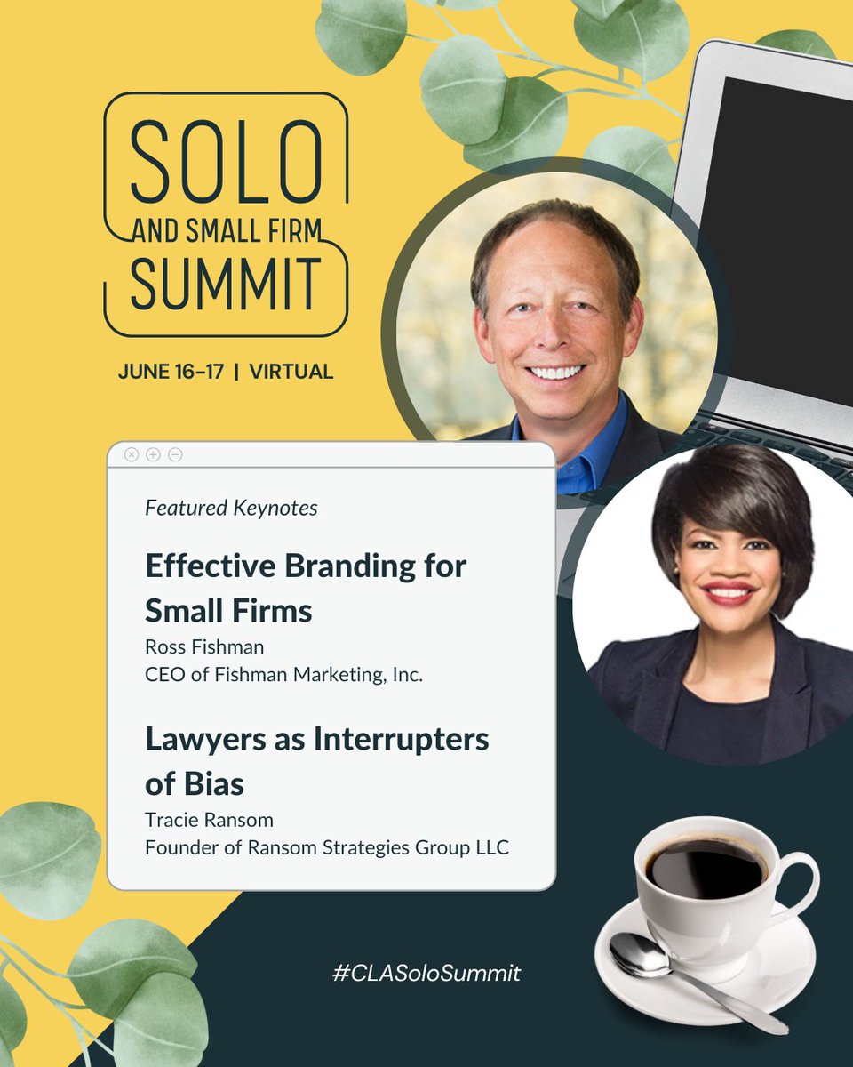 CALawyersOrg's tweet photo. Calling all solo and small firm attorneys! Register now for the June 16-17 Solo and Small Firm Summit, where you can earn up to 14 hours MCLE while learning and connecting with peers across California. Save your spot today at https://t.co/AQDMyLiym1
#CLASoloSummit #CALawyers https://t.co/LNFV7gicF0
