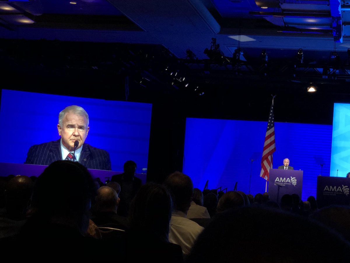 BillFoxMD's tweet photo. “Enough is enough!”⁦@AmerMedicalAssn⁩ President ⁦@GeraldHarmonMD⁩ begins the #AMAmtg imploring more action on #GunViolence 
#ThisIsOurLane https://t.co/LwkbfNWxzD
