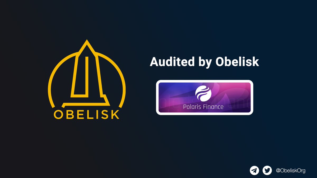 ObeliskOrg's tweet image. Our team has delivered the audit of @PolarisFinance_ contracts.

Project website: polarisfinance.io

Read the full report &amp;amp; contracts audited here:
obeliskauditing.com/audits/polaris…

#DeFi #blockchain #smartcontracts #securityaudit #crypto #cryptocurrency #obelisk