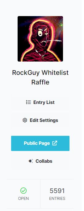 Thank you all entered our Premint Whitelist raffle: 

- Raffle is closed
- We got 5591 entries
- Head over to premint.xyz/rockguy-1/veri… to see if you won
- those who did not win can still mint free in public mint

Whitelist Mint on 6/11 0:50AM UTC
Public Mint on 6/11 1:00AM UTC