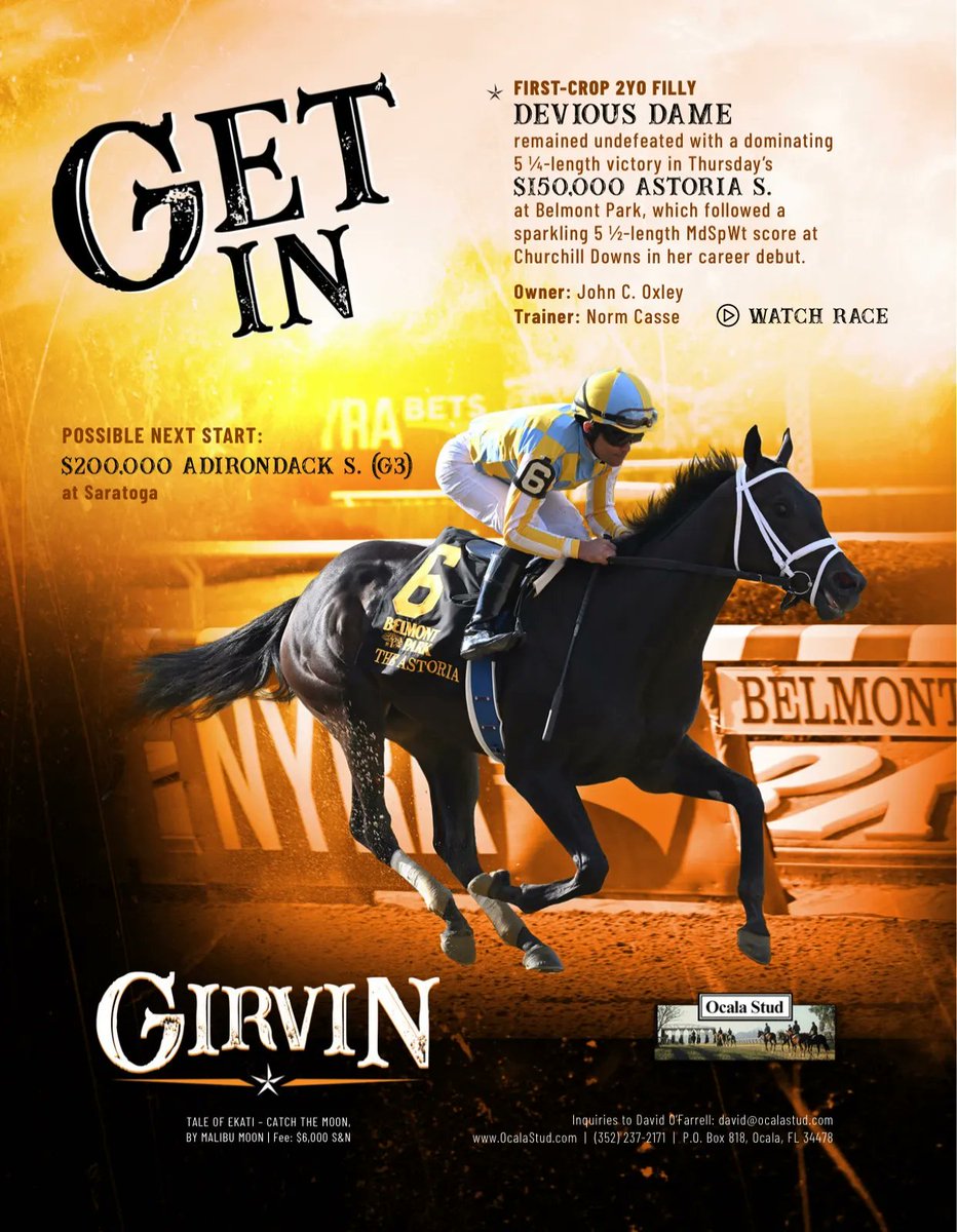 Devious Dame by <a href="/OcalaStud/">Ocala Stud</a>’s Girvin dominates the Astoria S. and stays undefeated!
Watch the race here 👉 thoroughbreddailynews.com/race-replays/0…
