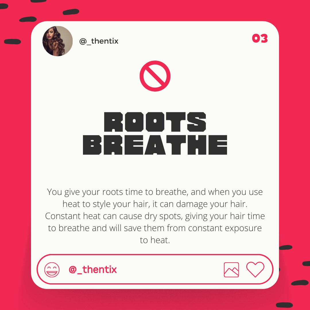 thentixskin's tweet photo. Don't be afraid to change the part of your hair.
You give your roots time to breathe, and when you use heat to style your hair, it can damage your hair.
It can also help with those annoying little flyaways!
#flyaways #hair #heat #heatdamage https://t.co/tOfcxhLonx