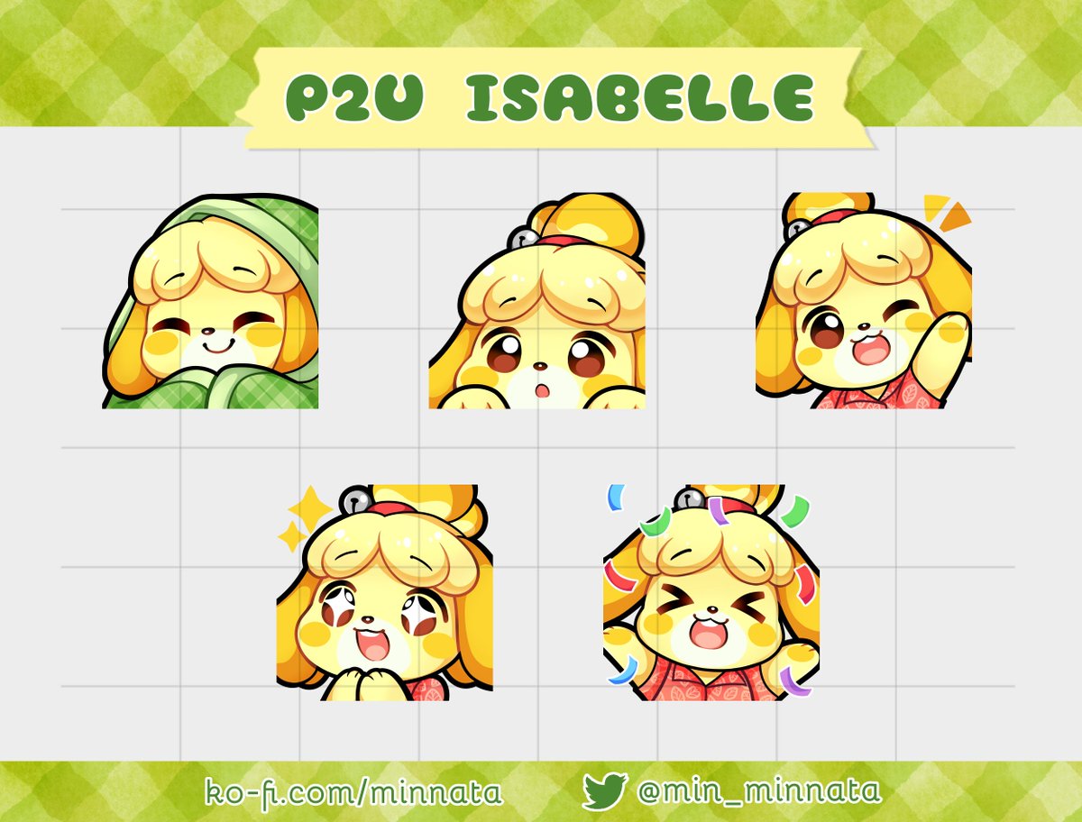 min_minnata's tweet photo. 🌸 Premade Emotes For Sale 🌸

Five P2U Isabelle emotes come in three sizes (112px, 56px, 28px) only for $5.

Please visit my ko-fi shop if you're interested!

https://t.co/kKvHfHwUgi

#twitchemotes #isabelle #AnimalCrossing #twitch https://t.co/o3J5aEtUPw