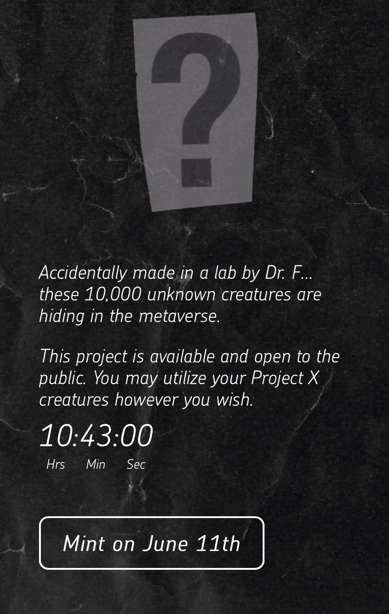Andd the timer is up!⏳

Minting for June 11th is reserved for the whitelist members!

The Public sale will start on June 12th!
Get ready ladies and gentlemen…🧪