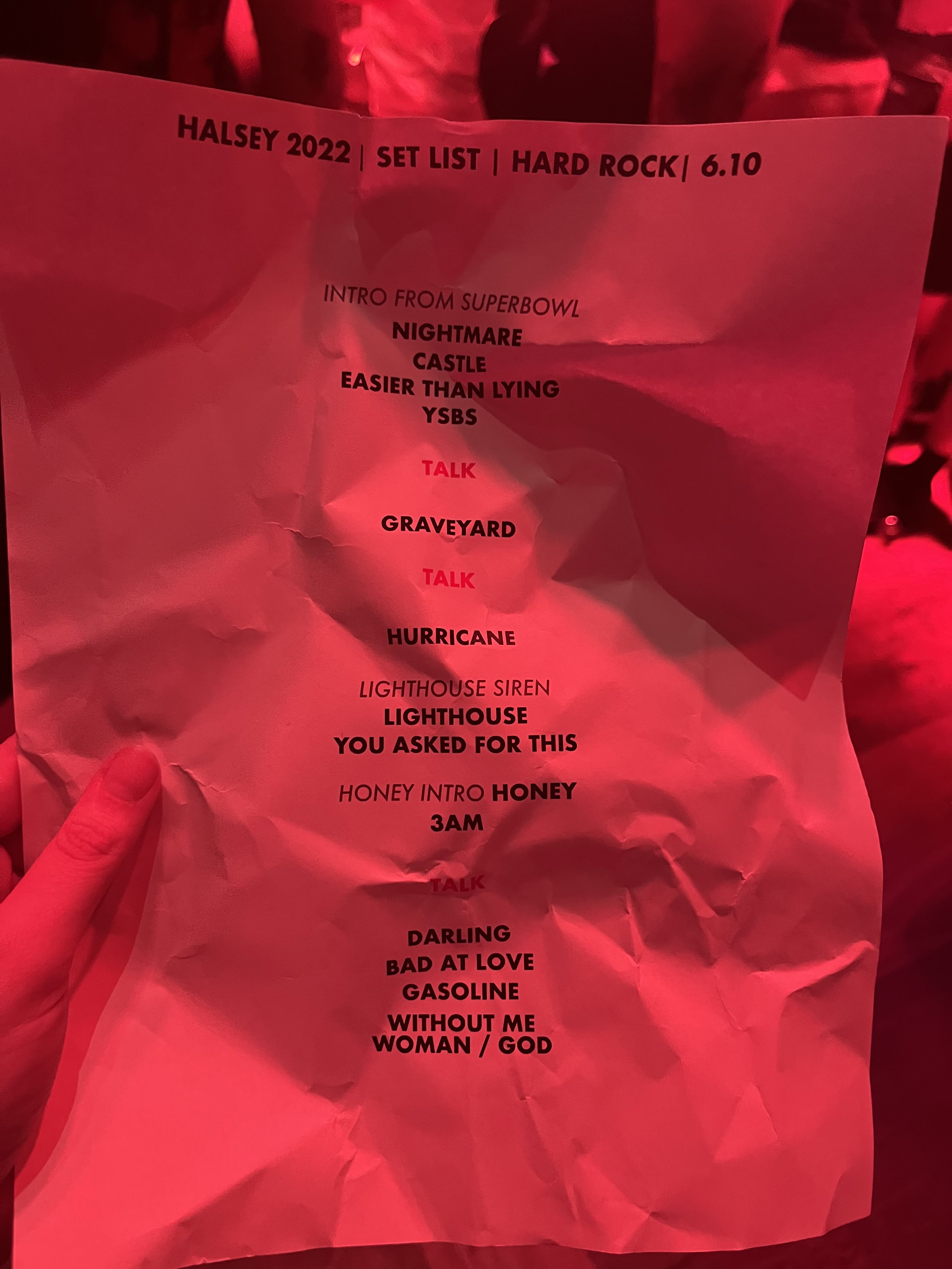 Halsey Updates on Twitter "Setlist from tonight’s show! https//t.co