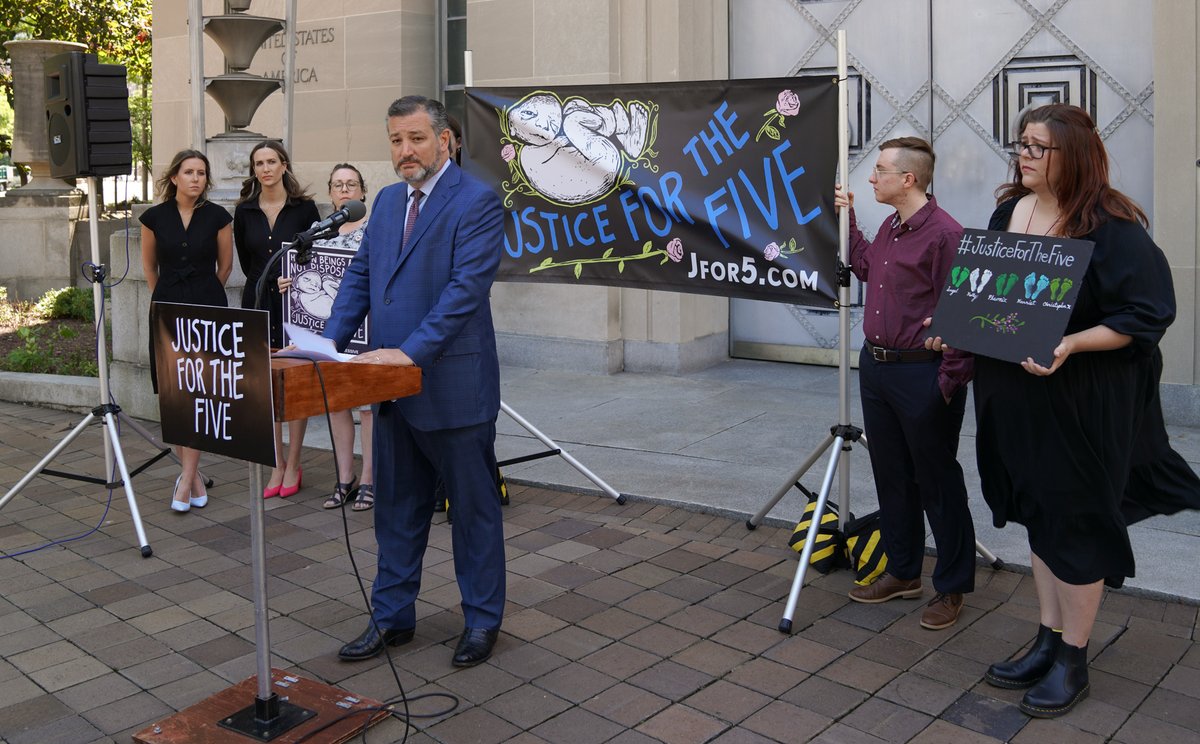 SenTedCruz's tweet photo. I am calling for the Biden DOJ to follow the rule of law.
 
I’m not going to stop demanding justice for the babies. #JusticeForTheFive https://t.co/fNoesMtWM6