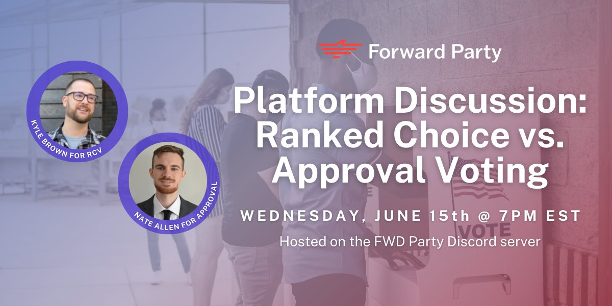 FWD_Michigan's tweet photo. The @Fwd_Party is hosting an event on our national discord server! We invite you to join the conversation. https://t.co/zb2yPOpS70 #RankedChoiceVoting #ApprovalVoting #RCV #vote #democracy #yanggang #forwardparty #AndrewYang https://t.co/IcnkBz4xNv