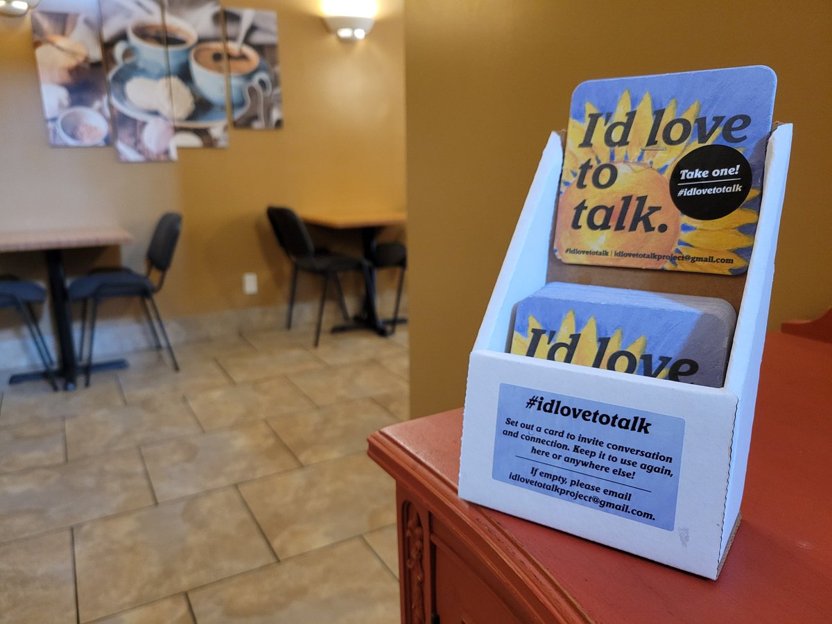 Volunteers needed to build community! I'd Love to Talk cards are now available at Serious Coffee Parksville. 😊☕️

Set out a card to invite conversation and connection, or spot someone with an I'd Love to Talk card and stop to chat!

Share your stories with #idlovetotalk