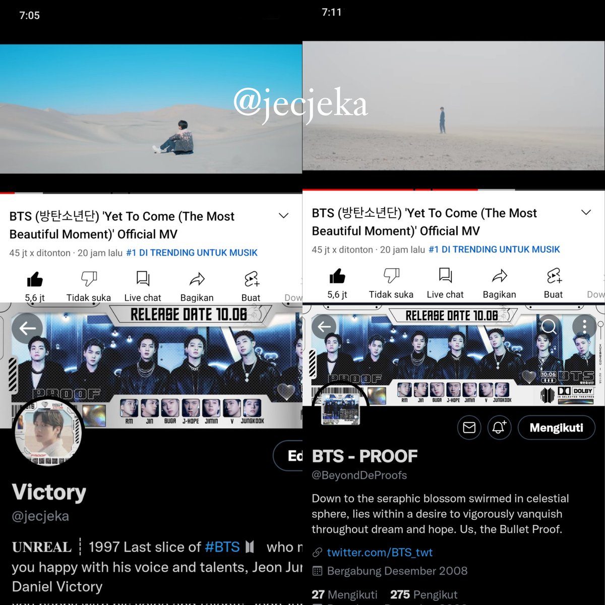 rsoojoy's tweet photo. @BeyondDeProofs //

BTS tak pernah berhenti membuat saya takjub dengan kesuksesan yang kalian hasilkan dengan kerja keras. Kalian adalah inspirasi bagi semua orang. Selamat atas pencapaian sejauh ini, kebahagian moment kebersamaan sangat menghangatkan

#BTS_Proof  
#TheMostBeautifulMoment https://t.co/hqAfh0eqkx