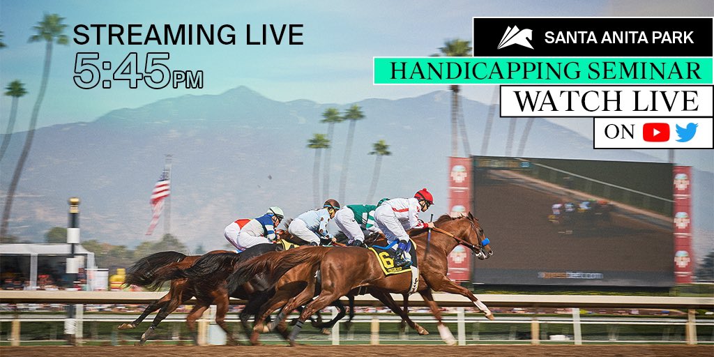 santaanitapark's tweet photo. Weekend preview handicapping seminar tonight at 5:45pm. Watch live here on Twitter. 👀 
@horsechappy @SeminarSkipikS @GeorgeOrtuzar https://t.co/Skqg6VJlyJ