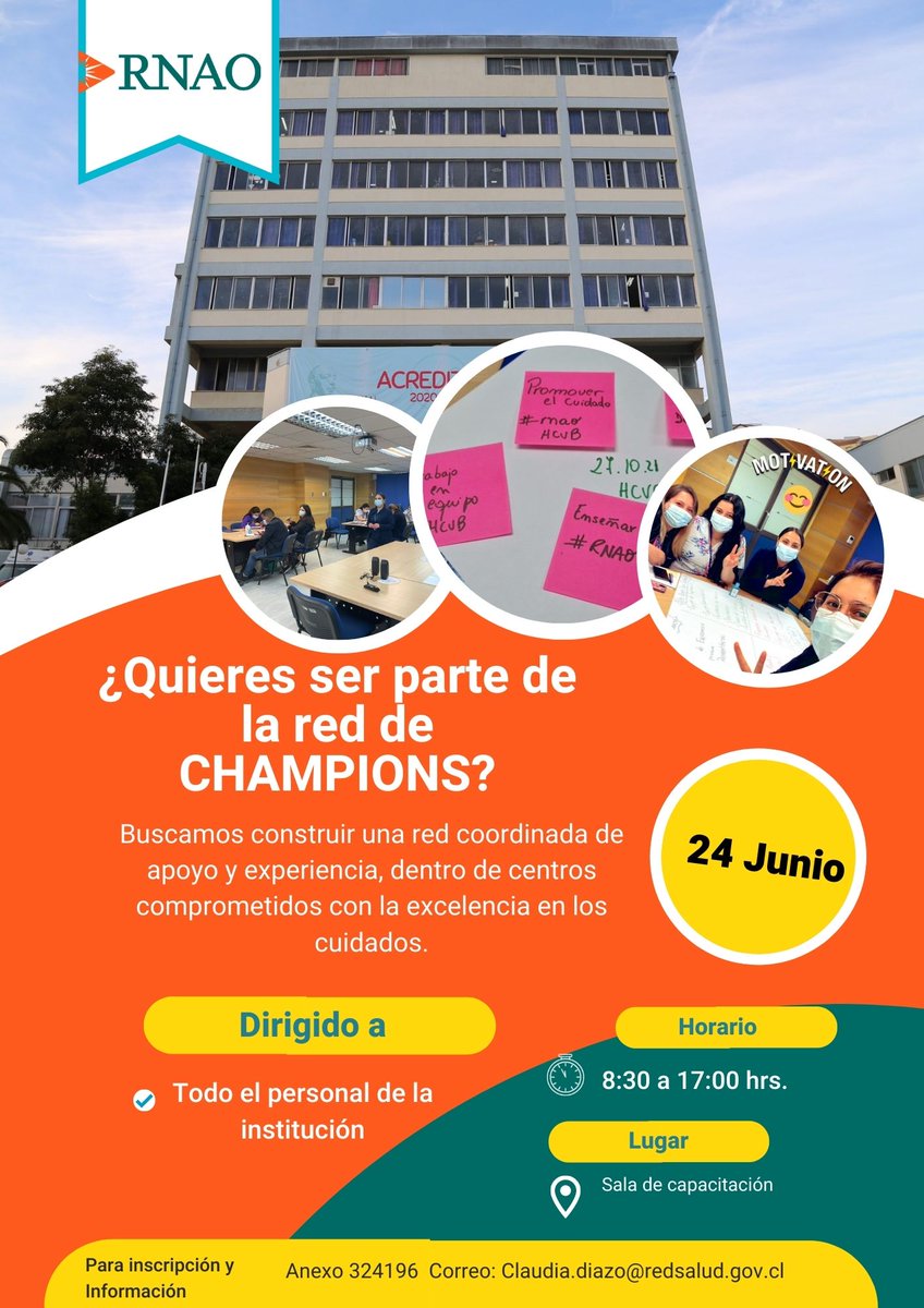Claudia62652019's tweet photo. Se parte de la Red de Champions...todos están invitados a construir un mejor hospital!!! INSCRIBETE @RNAO @DorisGrinspun @VAN_BUREN_ @ministeriosalud @EvelynLillo5 @solemonab @AdonesAguirre @Claudia62652019 @Naty_RZH https://t.co/L1iKSjx6kI