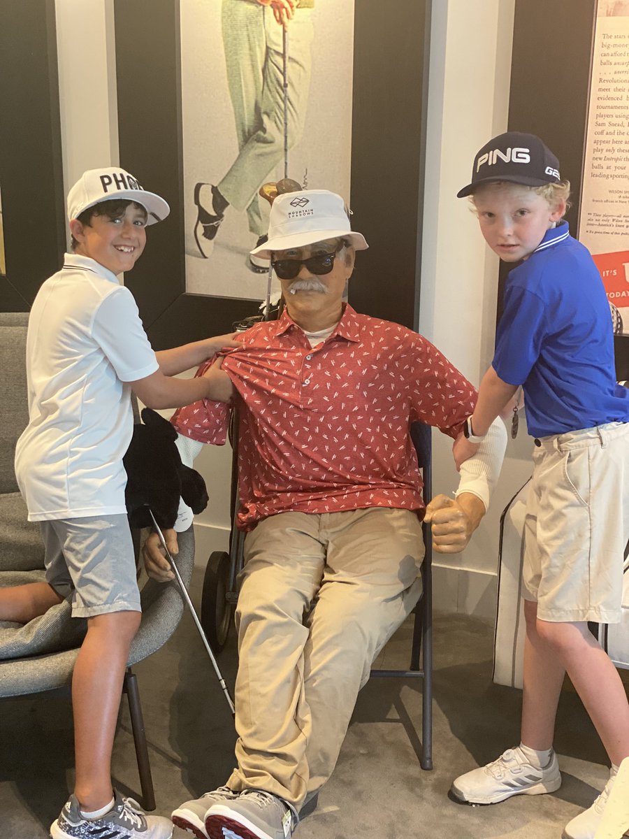 mkniskern's tweet photo. A little behind on the @AdamCarollaShow but want to reinforce the Weekend at Bernie’s notion with @jaychandrasekha that it still relevant when I make my son pose w/ the dummy we saw at the golf tournament today @adamcarolla @GinaGrad @BaldBryan https://t.co/m4TpIxf9rG