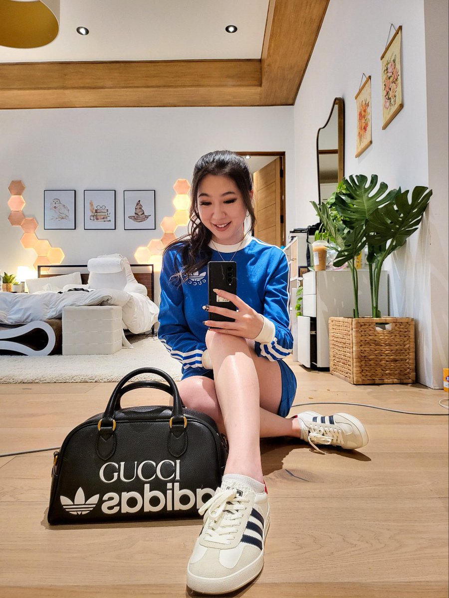 fuslie's tweet photo. READY FOR THE GUCCI X ADIDAS EVENT TONIGHT! Thanks for the fit @gucci hehe 💙 https://t.co/wh0konwh3M