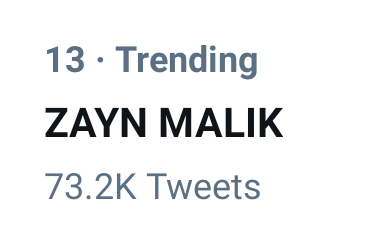 zaynchartinsta's tweet photo. @zaynmalik is trending worldwide on @Twitter with over 73.2k tweets. https://t.co/9RYE2L0Yb6
