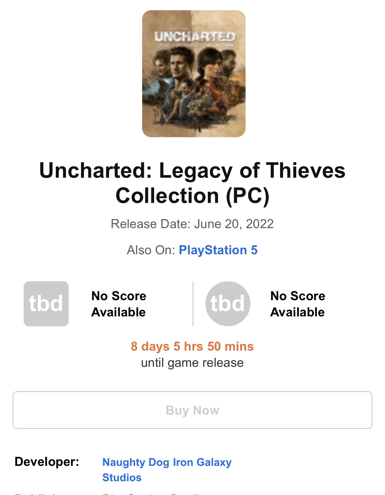 metacritic on X: Reviews of the PC version of Uncharted: Legacy