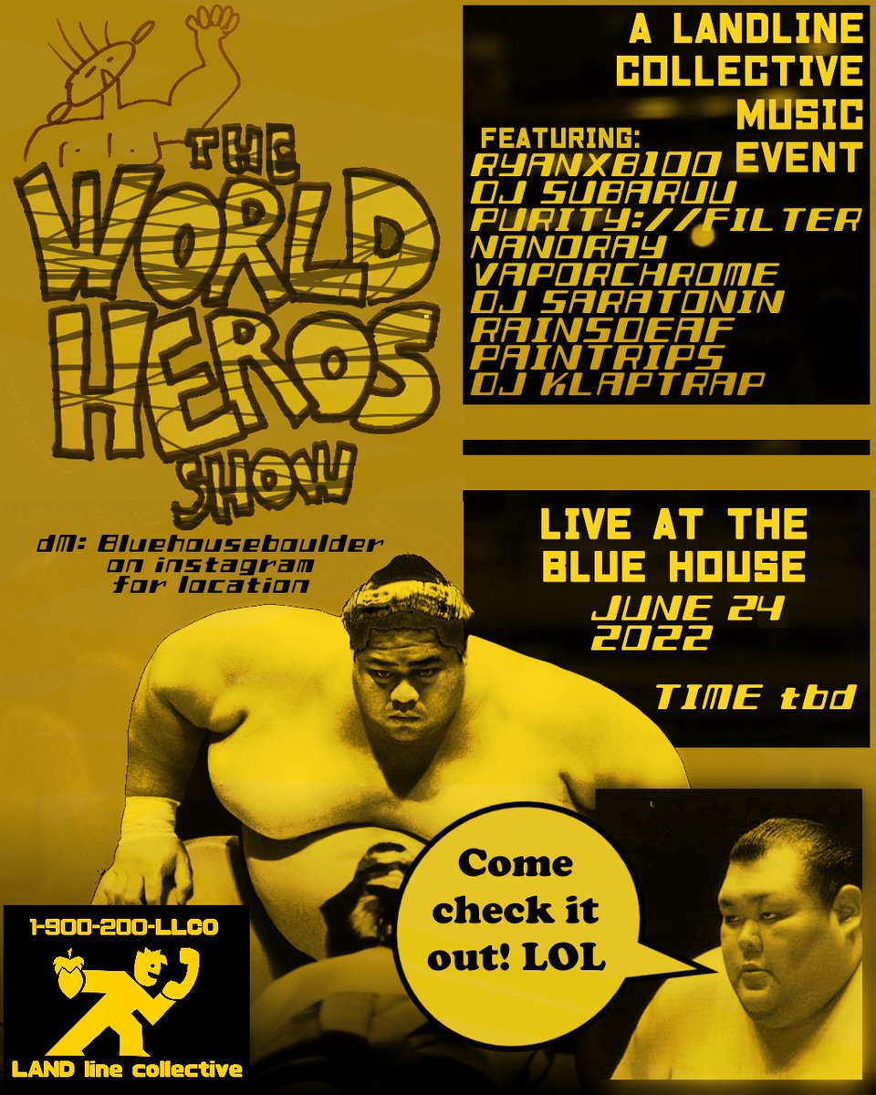 Nanoraydx's tweet photo. Hey COLORADO! The WORLD HEROS show will be playing at Blue House in Boulder on the 24th! More info to come soon, but me and my buddies will all be there! DONT MISS OUT! https://t.co/mLwXrQDdT1