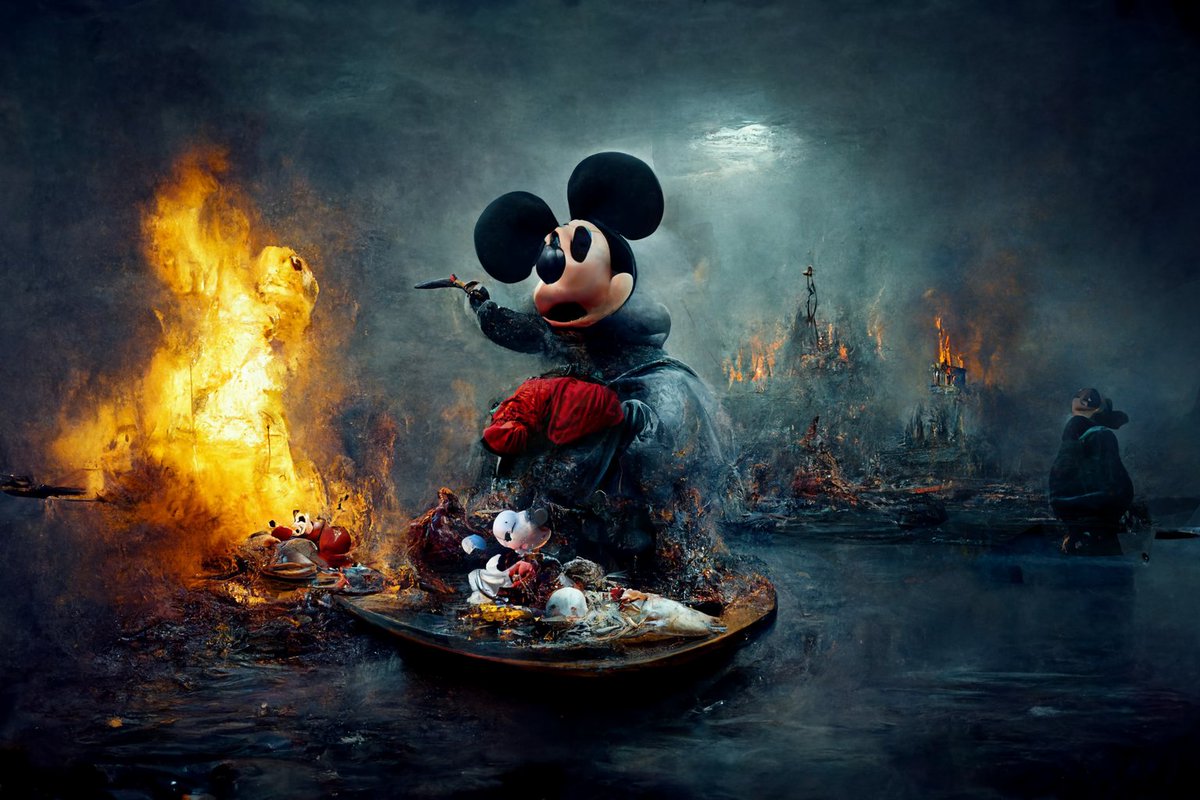 jeffhandesign's tweet photo. Ai Art "Mad Mickey" "Tragic Kingdom" ;) https://t.co/SWWkSAByp0