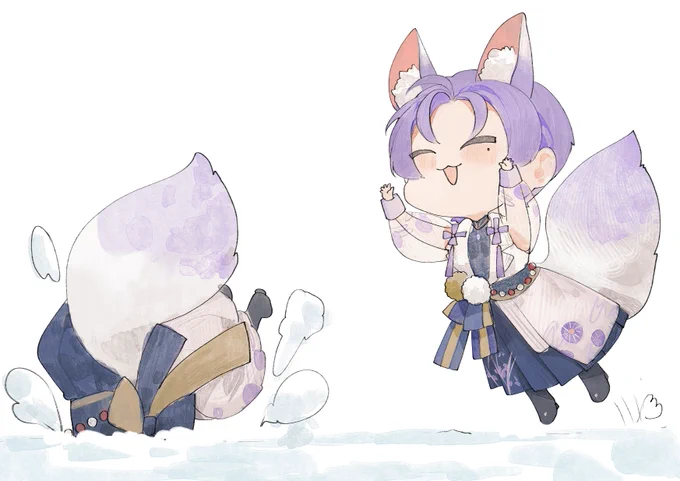 fox jump into the snow 