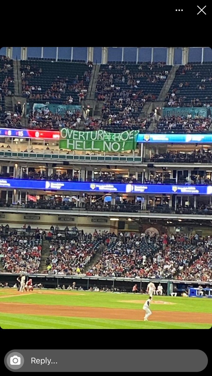 Riseup4abortio1's tweet photo. At tonite's Cleveland Guardians baseball game. Overturn Roe? Hell No!
@WCPN https://t.co/Fgl8exV1yC