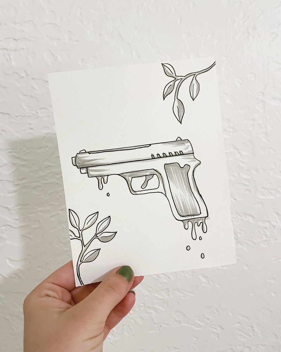 alwaysanna's tweet photo. I drew this late at night the day of the Uvalde shooting. I had to do something with my grief. The melting gun was inspired by lyrics from the song “Drive Out the Darkness” by @Theportersgate 👇🏻 https://t.co/JUDjvi8XZO