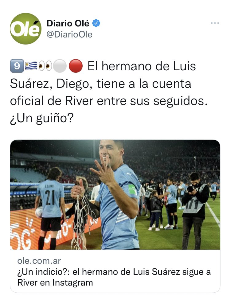 noseasmalotv's tweet photo. Atención con esta importante información que maneja Olé. 🚨 Ojo, también sigue a la Liga Montevideo. Capaz Suárez termina jugando en el Real Menorca, el Pucafu, La Floresta, Anglo, Paso Carrasco… https://t.co/LBq4TnPctJ