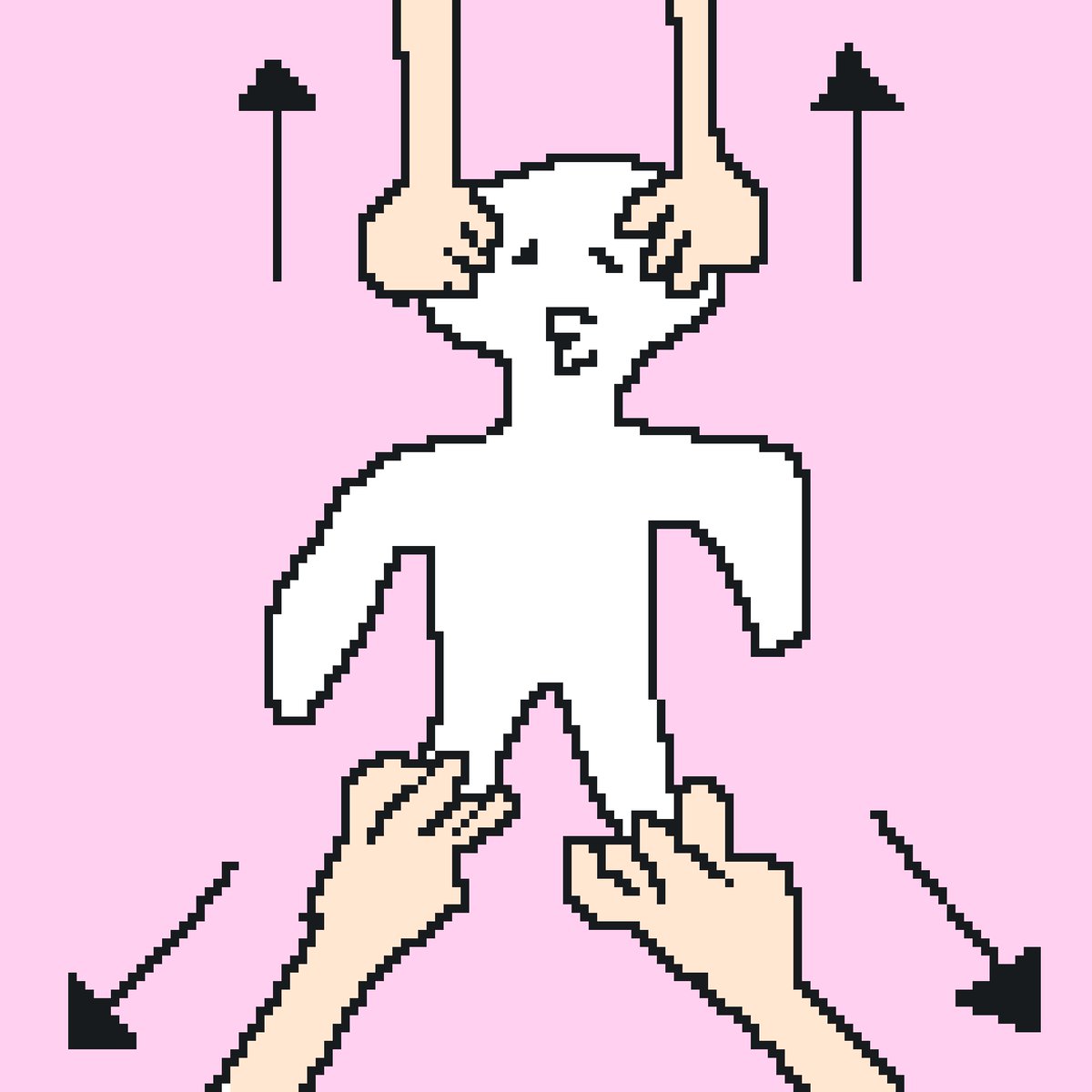 Ki_Nakamura_jp's tweet photo. Today's pixel art is "Right to be wrong vol.19".
I asked him "What are you doing?!"
He said "I'm being pulled so that I can grow taller."
...WAHAHA!!
#RightToBeWrong
#pixelart
#NFT https://t.co/3kL2FqtpZW