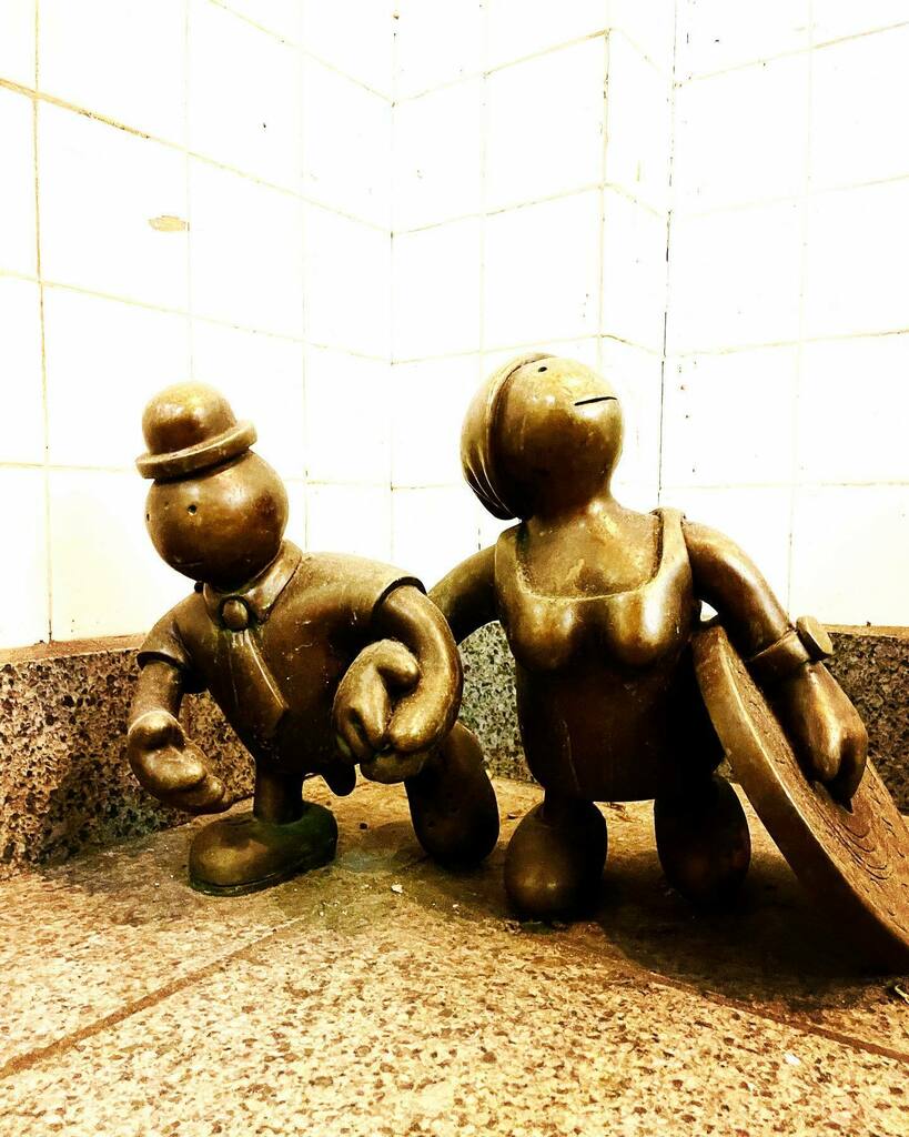 Day 2, Pt. 2. There are over 100 bronze sculptures in the 14th and 8th subway station by <a href="/tomotterness/">Tom L. Otterness</a> - also, these gems from #picasso and #lautrec at the #guggenheim. #art #nyc #sculpture #paintings #oldandnew #artresearch #travel #manhattan instagr.am/p/CepZ1fjLdDy/