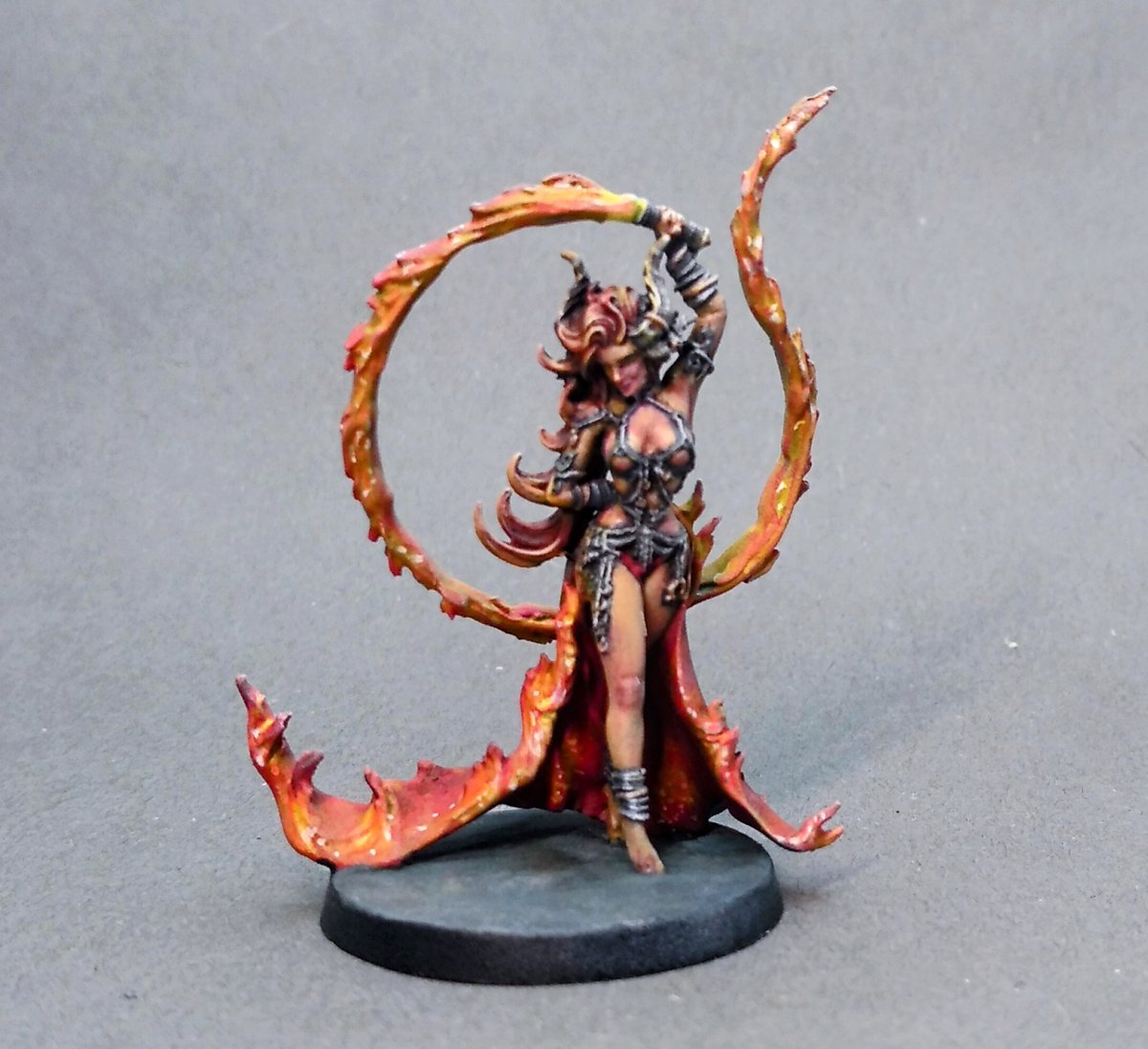 Fire Dancer painted for a friend #fantasy #pinup #miniaturepainting #dungeonsanddragons