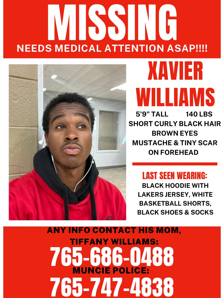 AnnnnWisner's tweet photo. Please help spread the wordππΌπ₯Ί Xavier is NOT a threat! He just needs help. Weβre going on almost 10 days of him missing. #XavierWilliams #MissingPerson #MissingInIndiana #Indiana #HelpBringMeHome https://t.co/mlej1IBJzu