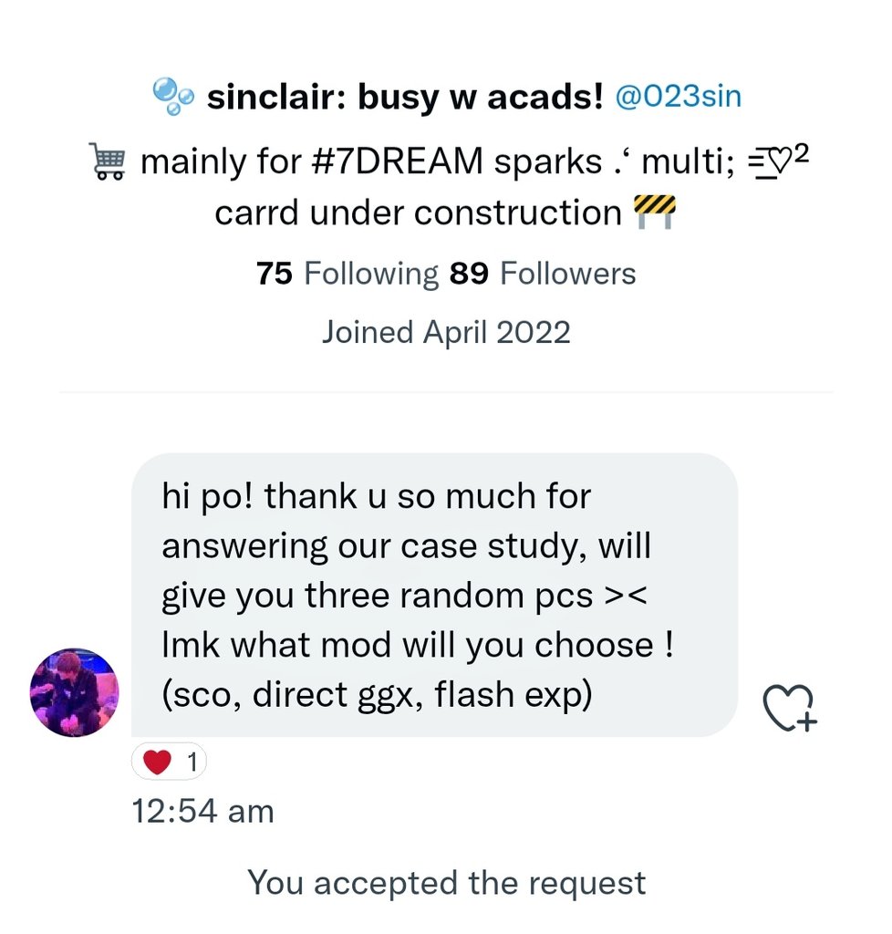 camillesngbrl's tweet photo. π June 4, 2022
Nagsagot lang ako ng survey form for their case study even though closed na ang pa-GA nila but omg @023sin is so bait! Nag-dm siya akin na bibigyan pa daw niya ako ng 3 official NCT pcs π€§ tysm po β¨ sobrang happy po ako sa mga pcs π
#sinsalamat https://t.co/yx4uJgBzMl