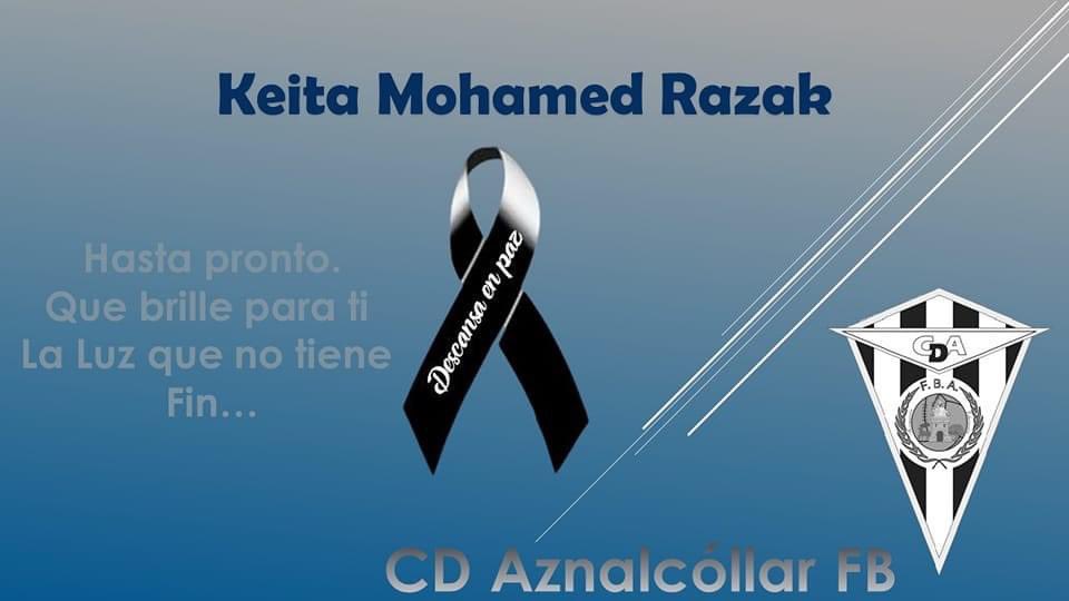 Hoy es un día triste para la familia del CD Aznalcóllar FB, se nos ha ido uno de los nuestros.

Desde aquí transmitimos nuestro mas sincero pésame a sus familiares y amigos.

Que la tierra te sea leve amigo.