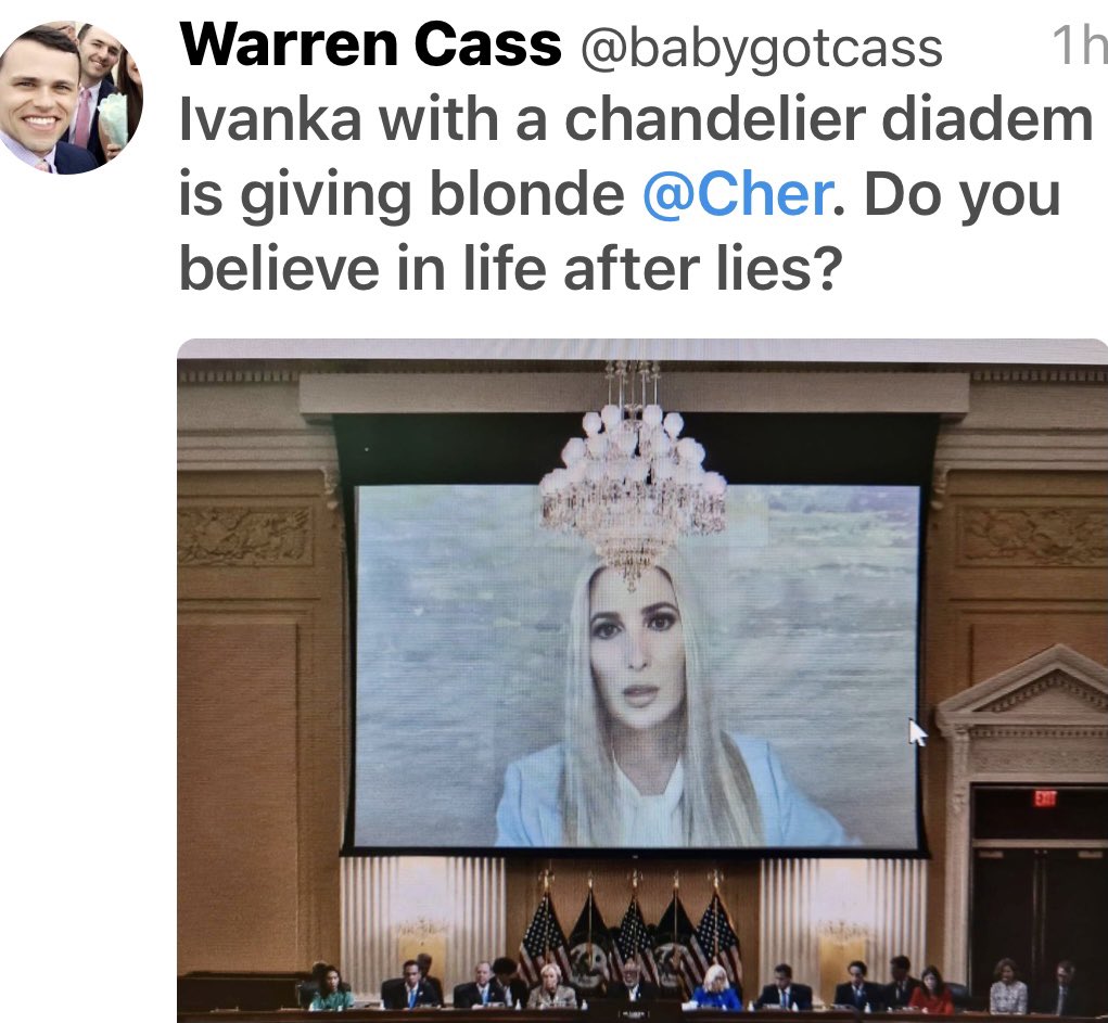 Some say this photo makes Ivanka look like @Cher. But what they’re forgetting is that Cher is a timeless beauty with intellect, compassion, talent and class. Ivanka is a dumpster fire of white trash. https://t.co/18jUx7aC5A