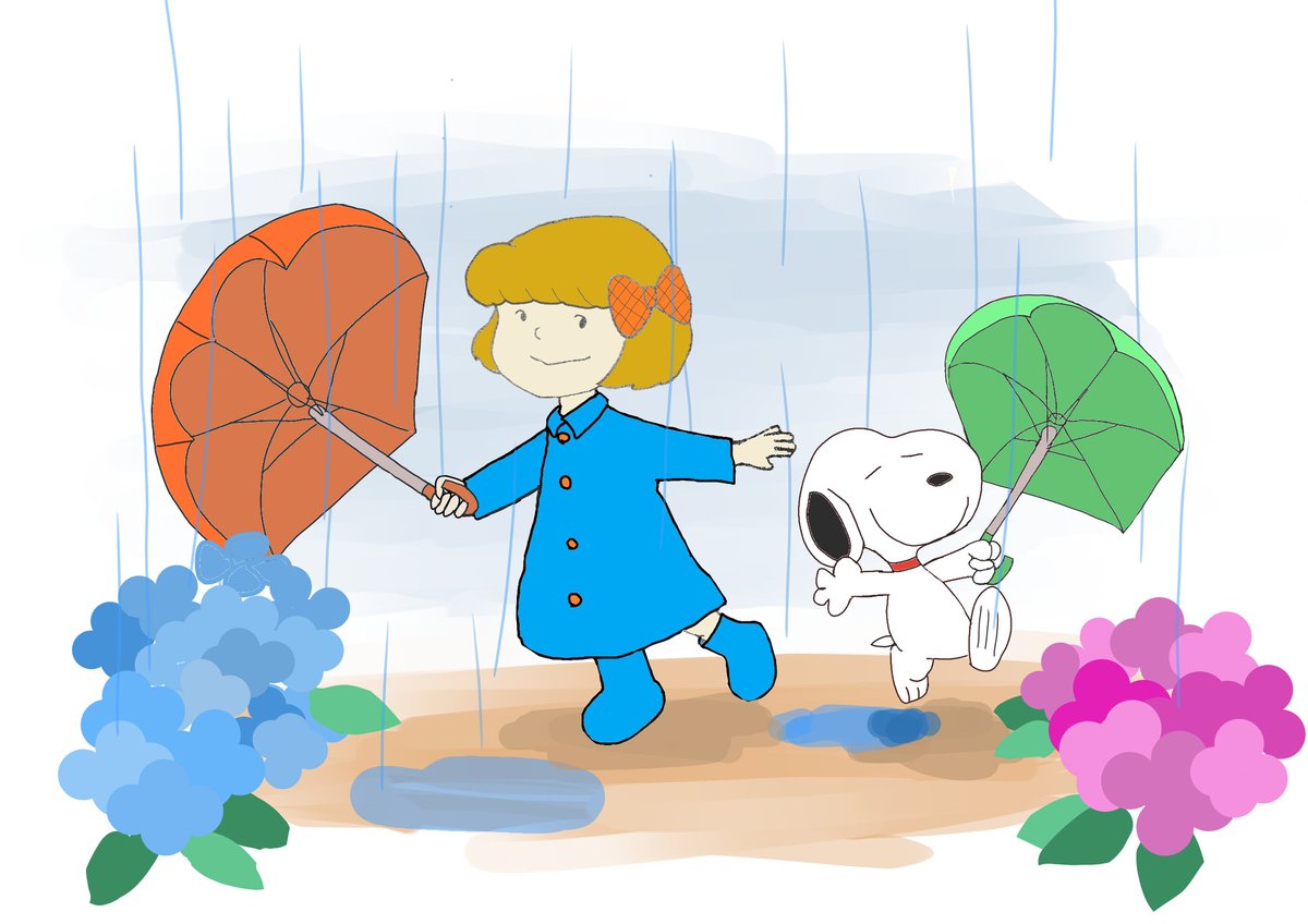 雨に唄えば ピーナッツ スヌーピー Peanuts Snoopy Simaのイラスト