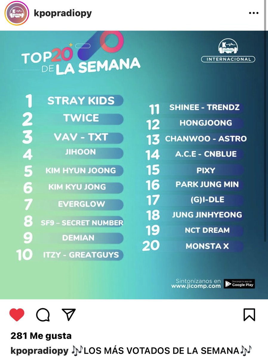 PixyPR's tweet photo. ❤️✨ WINXY 💜✨

PIXY llego al #15 del Top 20 en K-Pop Radio Paraguay 💜

Pueden ir al post por medio de este link; https://t.co/0tboPfPBms

#PIXY #픽시 https://t.co/WLgFYScXcl
