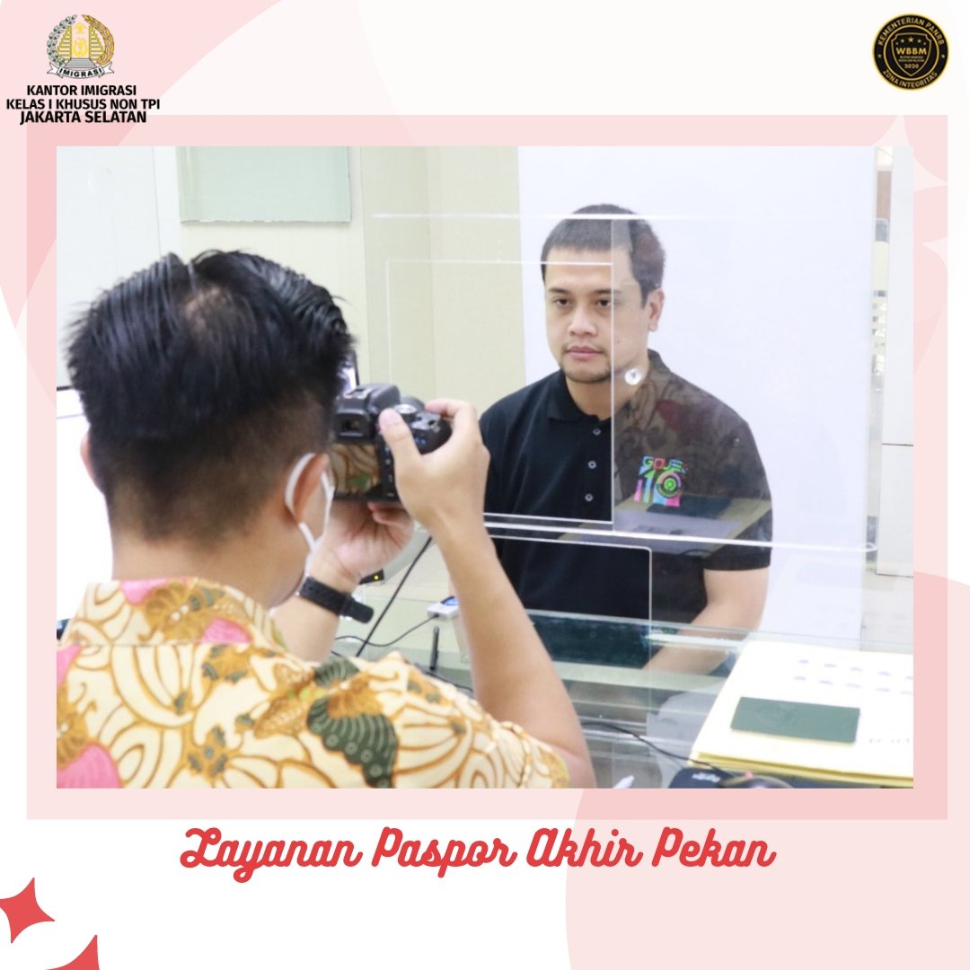 Halo Sahabat Mido! 

Sabtu, 11 Juni 2022  telah dilaksanakan Layanan Paspor Akhir Pekan di Kanim Jaksel, Kanwil Kemenkumham DKI Jakarta yang terletak di Jalan Warung Buncit Raya No. 207 tentunya dengan tetap menerapkan protokol kesehatan berlaku. 
#kanwilkemenkumhamdkijakarta