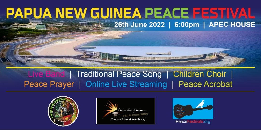 WORLDPEACEFEST2's tweet photo. PAPUA NEW GUINEA PEACE FESTIVAL.
Online Live Streaming Worldwide 🌐 

Many Peace Activities such as:
Choirs,Acrobat,Youth Music,Traditional Cry Song,Poem,Children song,Prayer,..
Importantly:Fern/Tree Leaves sharing,&amp;White Clay Paint Rubbing,Live Band Peace Songs.

promote Peace, https://t.co/xCnF31GiFU