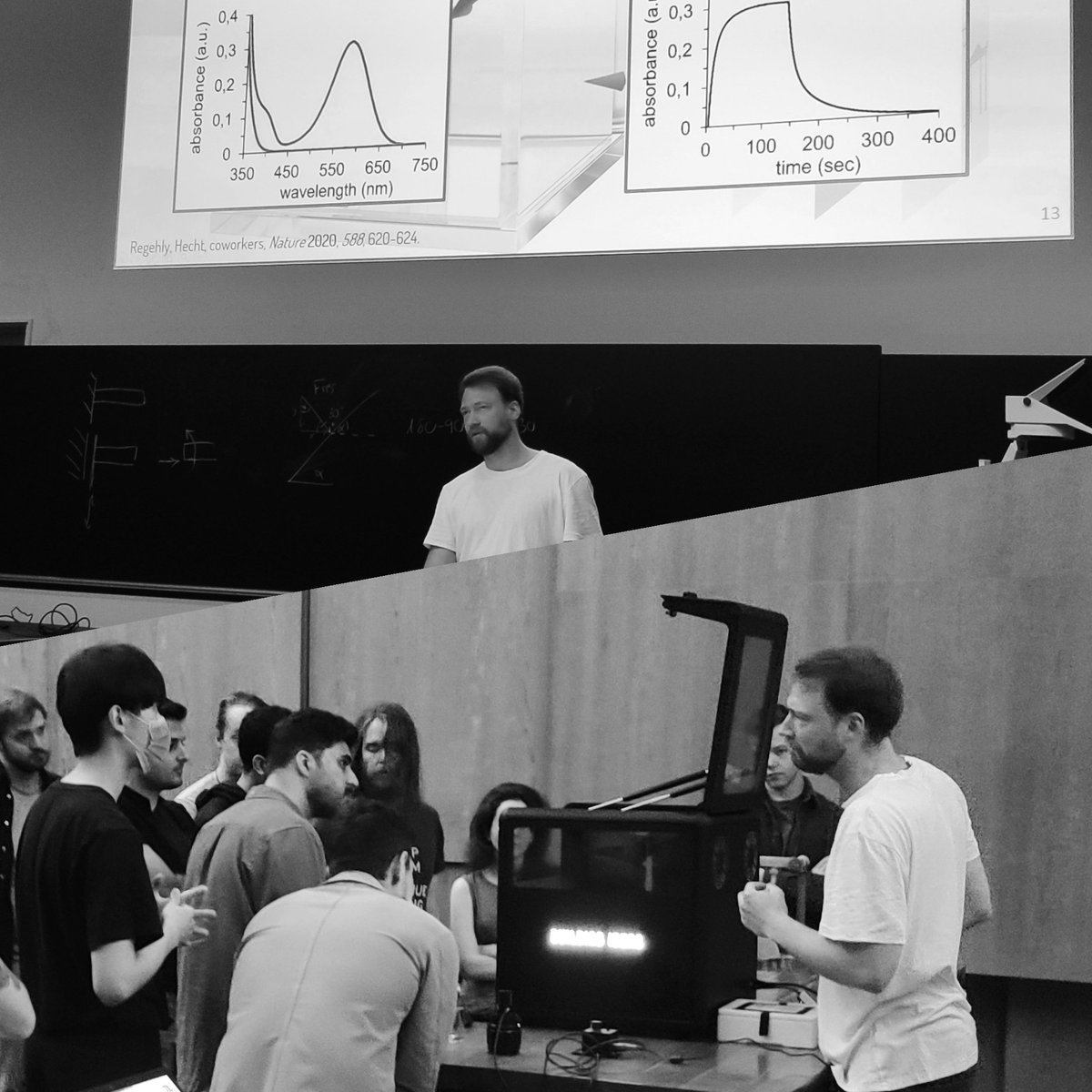 spaceceramics's tweet photo. @xolo3D's Niklas Koenig giving a lecture @TUBerlin in my #AM course. he brought their machine and printed during the talk (4 min and done). students were rubbing their eyes - #xolography is like witchcraft. check their incredible nature paper for details: https://t.co/ayZWVb07ae https://t.co/6etD04D8pj