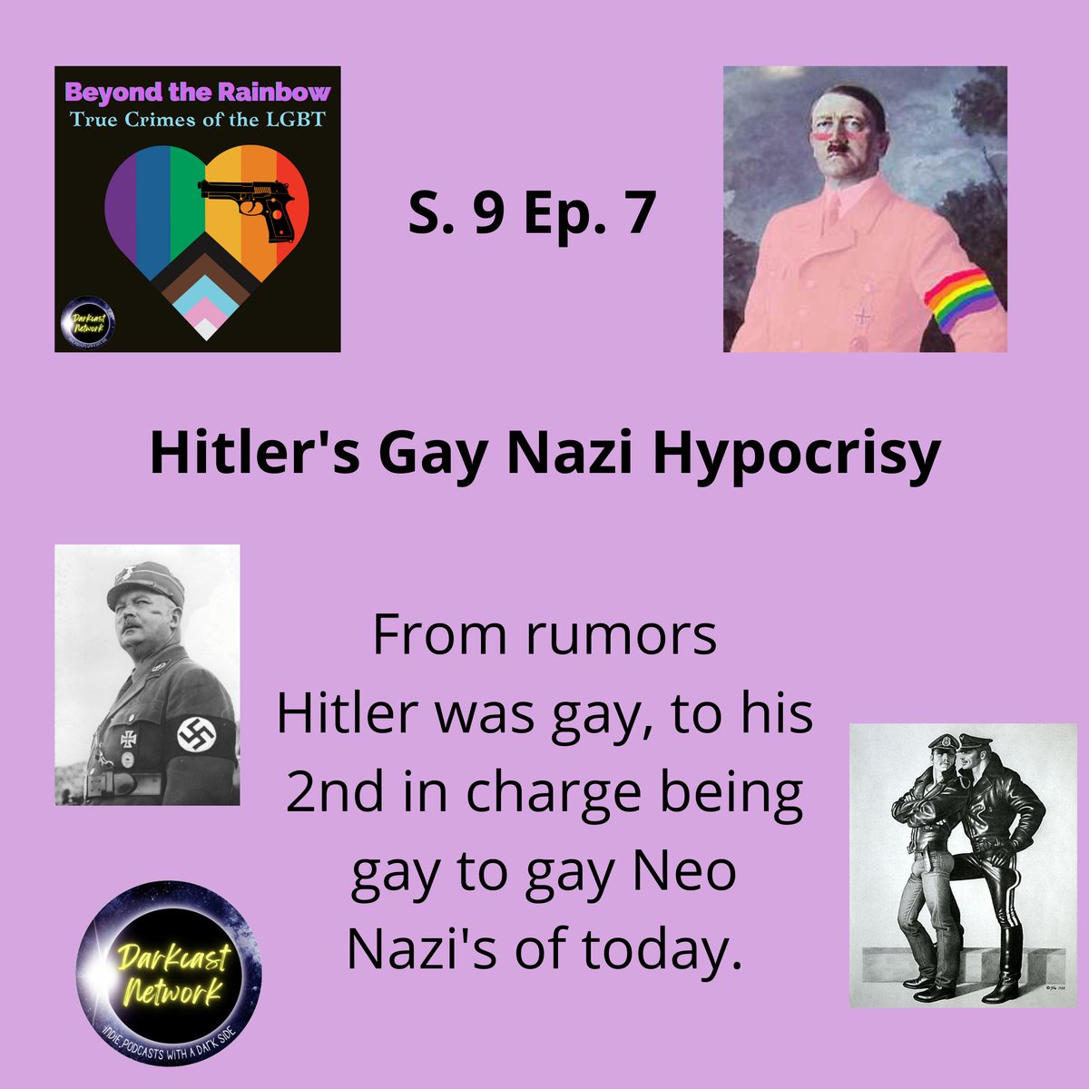 Hey everyone! I've learned so much researching gays in Nazi Germany. In this episode I look into Hitler and some of his officers. Promo by <a href="/conspiracymepod/">Conspiracy Me Podcast</a> and <a href="/DarkcastNetwork/">Darkcast Network</a>  promo by <a href="/OctoberpodVHS/">Octoberpod</a>