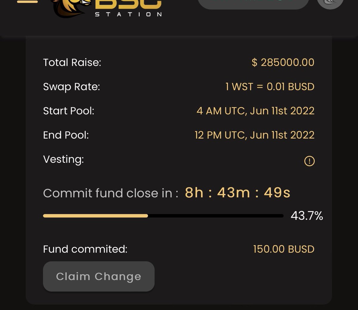 CoinLAB_Offi's tweet photo. The IDO of @WingstepN on @bscstation is now open!
The guarantee round will end in 8 hours. Make sure you don’t miss your spots!
👉Listing on #PCS at 2pm UTC Jun 11
👉Smart contract: https://t.co/BTuSMGOFq3 
$WST #wingstepn https://t.co/T9YxyQWoIk