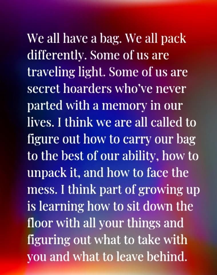 SarahGoodlow116's tweet photo. Sorting thru what you carry is tough. Deciding what’s important to keep in your bag and to let go of is tough. After years of carrying way too much, it’s time to unpack. https://t.co/FXnmEN57fV
