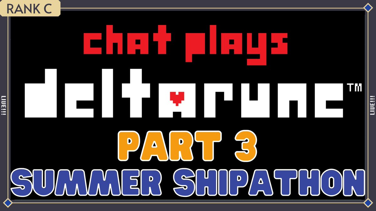 RitaKamishiro's tweet photo. Summer shipathon still going strong! In 30 minutes, we'll begin the Chat Plays #Deltarune section! There's also plenty of unclaimed gifted memberships as well, so be sure to tell your friends to hop in! Stay determined!
6/10 @ 10 PM (6/11 @ 5 AM | 2 PM)
▶️https://t.co/CospojOjJM https://t.co/trSyUHtAwN