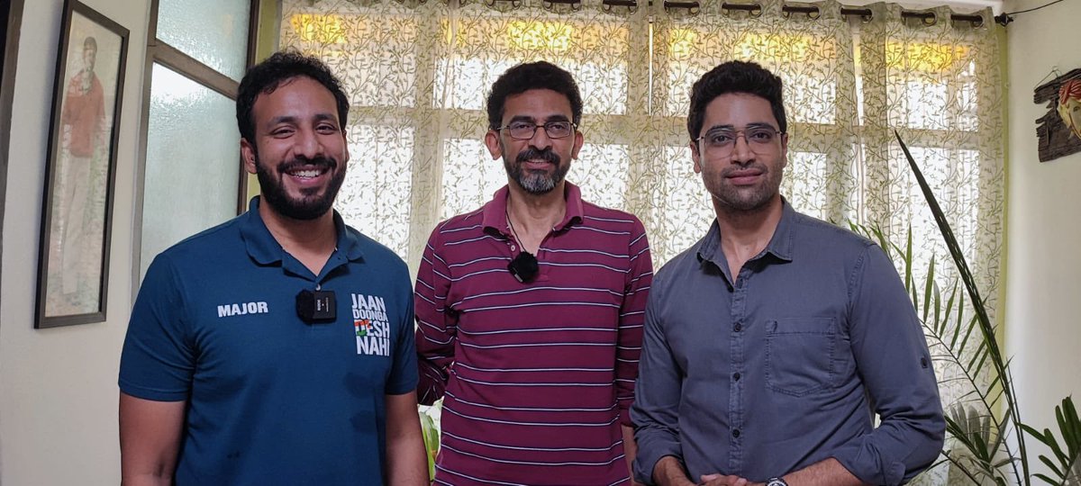 A lovely moment with #ShekarKammula garu in his home in PadmaRaoNagar. A beautiful chitchat about the iconic success of #MajorTheFilm 🇮🇳 Coming soon ❤️