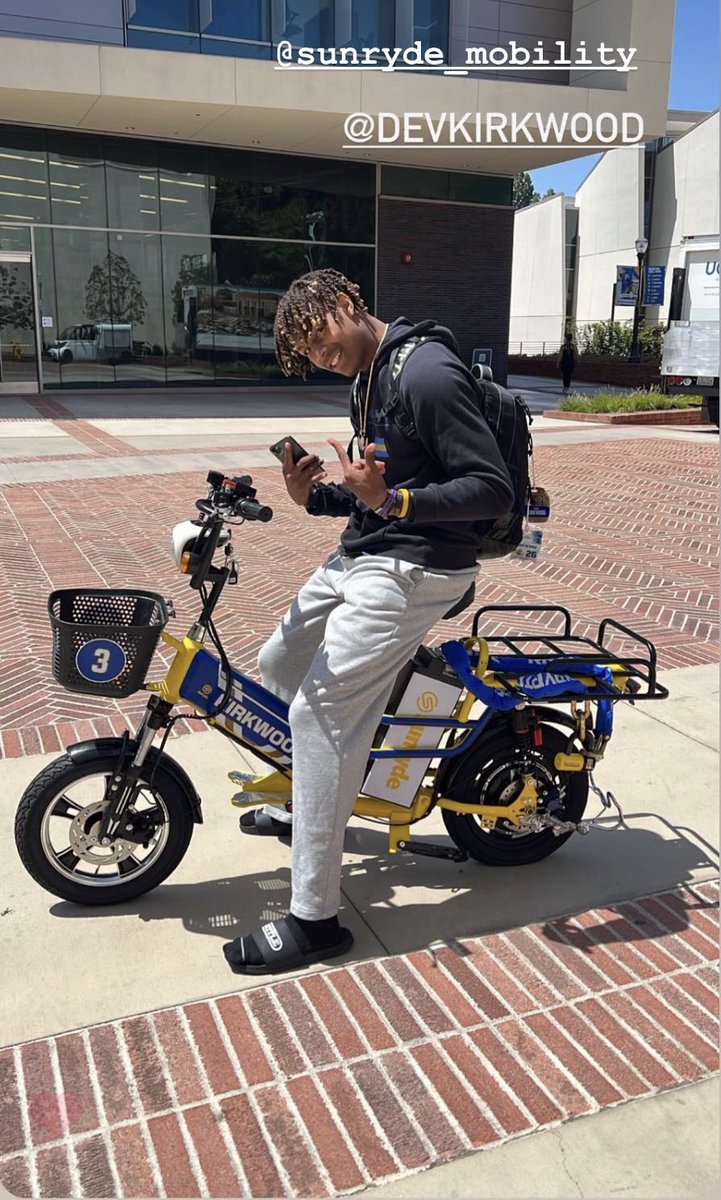 Devin DNice Kirkwood (@kirkwoodnice) on Twitter photo Love my eBike from @sunrydeMobility! Requires no gas and always on time to class @ucla <a href="/PrioritySports/">Priority Sports</a> <a href="/kirkwood_mom/">Kim Kirkwood (Devin Kirkwoodโs) mom</a> Love my eBike from @sunrydeMobility! Requires no gas and always on time to class @ucla <a href="/PrioritySports/">Priority Sports</a> <a href="/kirkwood_mom/">Kim Kirkwood (Devin Kirkwoodโs) mom</a>